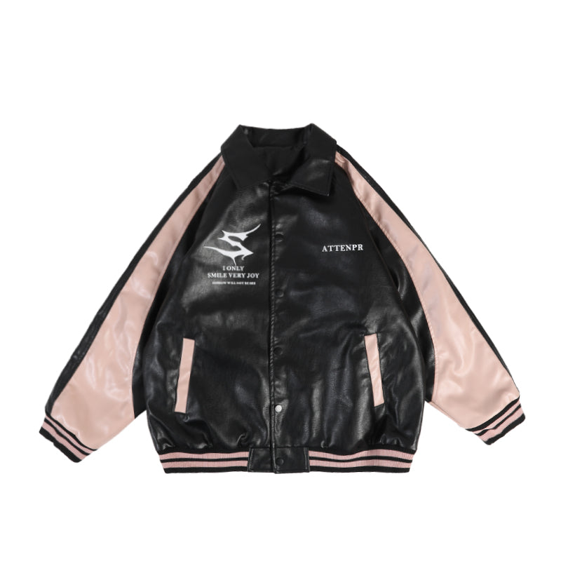 Trendy Retro Pu Leather Jacket Baseball Uniform Vintage Motorcycle See size chart under “more details”