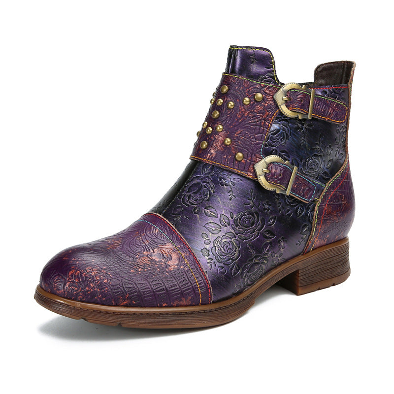 Retro Womens Rivet Belt Buckle Fashion Boots See size chart under “more details”