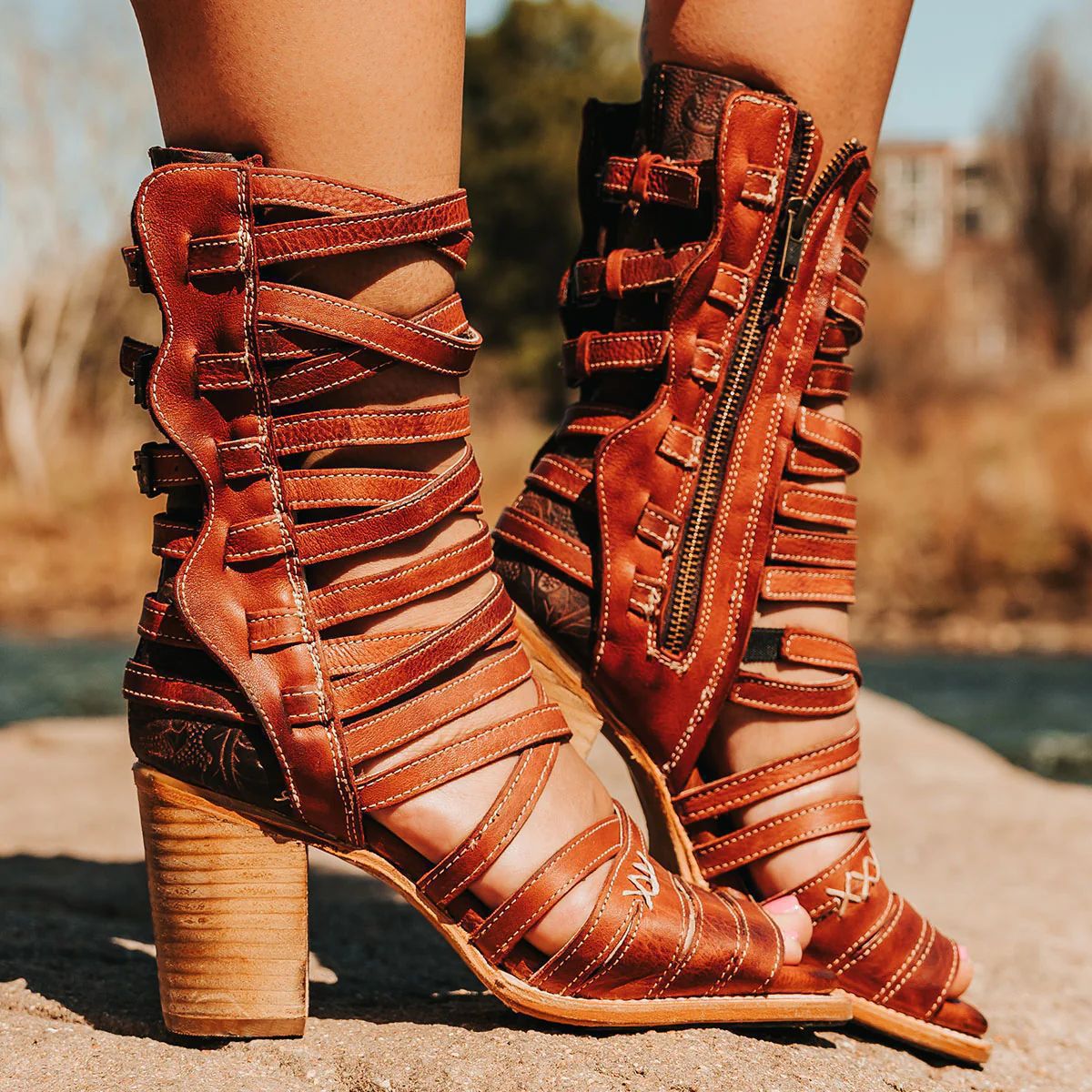 Womens Retro Stiletto-Strap Cutout Sandals See size chart under “more details”