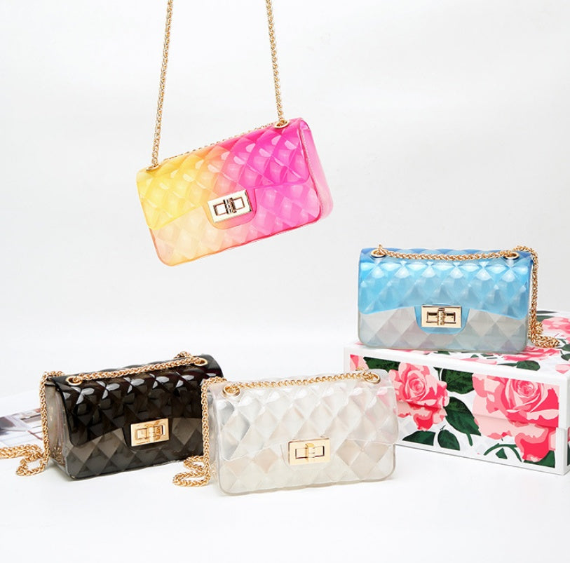 Ins super fire transparent mini bag female summer new jelly chain bag gradient wild Messenger bag