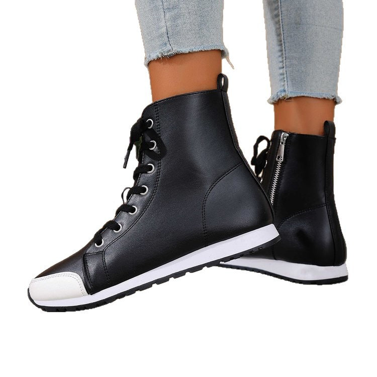 Womens Stylish Side-zip Flat Ankle Boots See size chart under “more details”