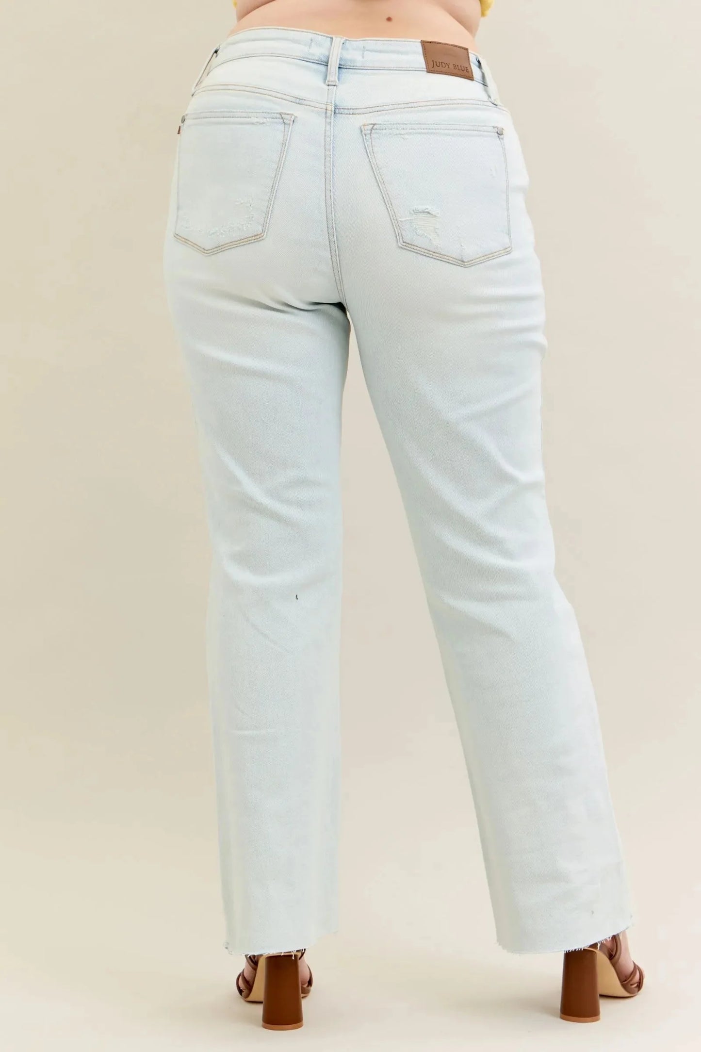 Full Size Light Wash Distressed Bootcut Judy Blue Jeans