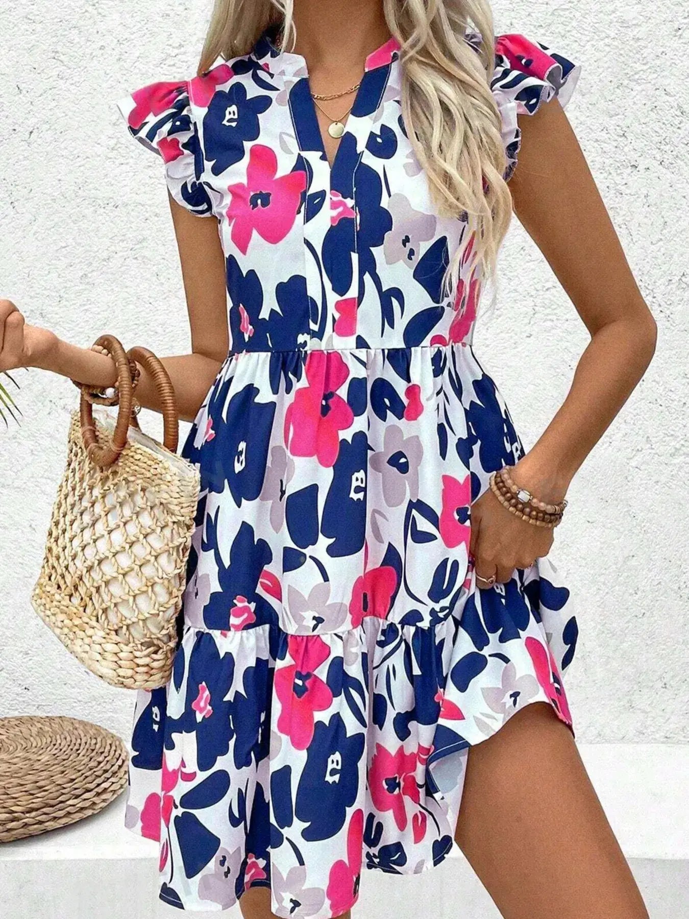 Vibrant Blooming Elegance Mini Dress
