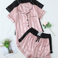 2 Sets Of Luxurious Women's Striped Satin Casual Pajama