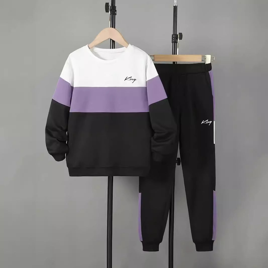 Design Sense Multicolor Hoodie Pants Two-piece Set