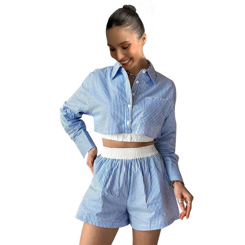 Fashionable Casual Elastic-Waist Shorts Set For Summer