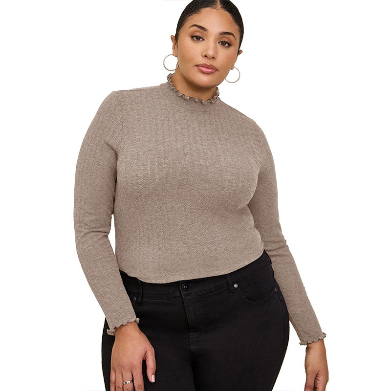 Women's Half-high Collar Long Sleeves T-shirt Slim Bottoming Shirt See size chart under “more details”