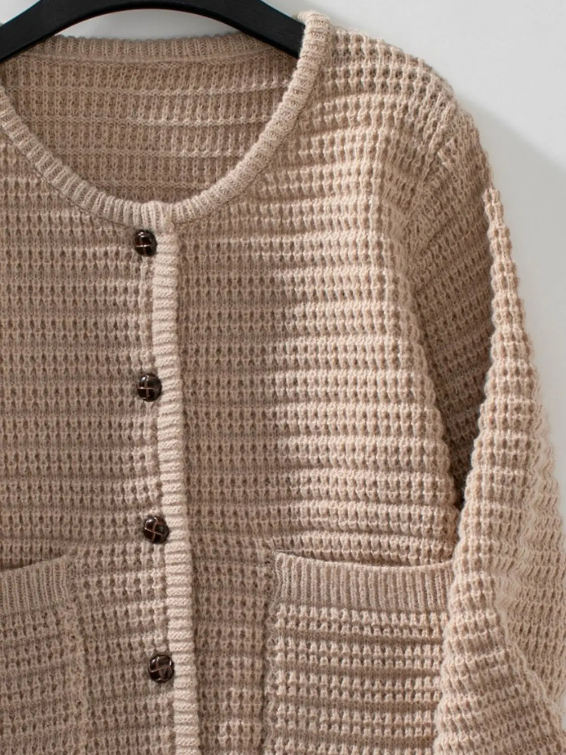 Textured Knit Button Up Long Sleeve Cardigan