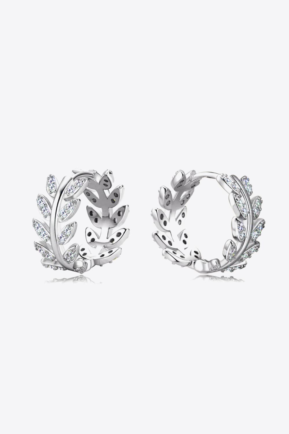 Moissanite Elegance Leaf Earrings – Minimalist Design in 925 Sterling Silver