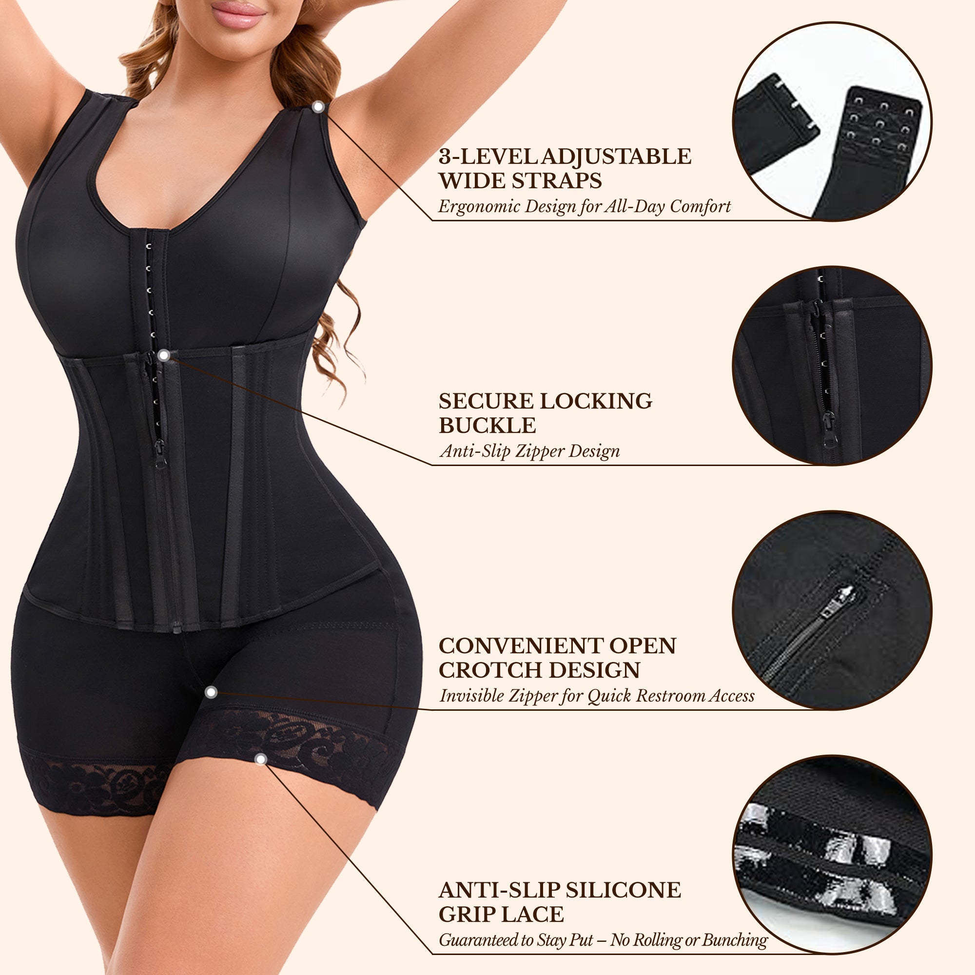 Fajas Colombianas Moldeadoras Overbust Shapewear For Women Tummy Control Full Body Shaper & Butt Lifter Post Surgery Compression Garment See size chart under “more details”