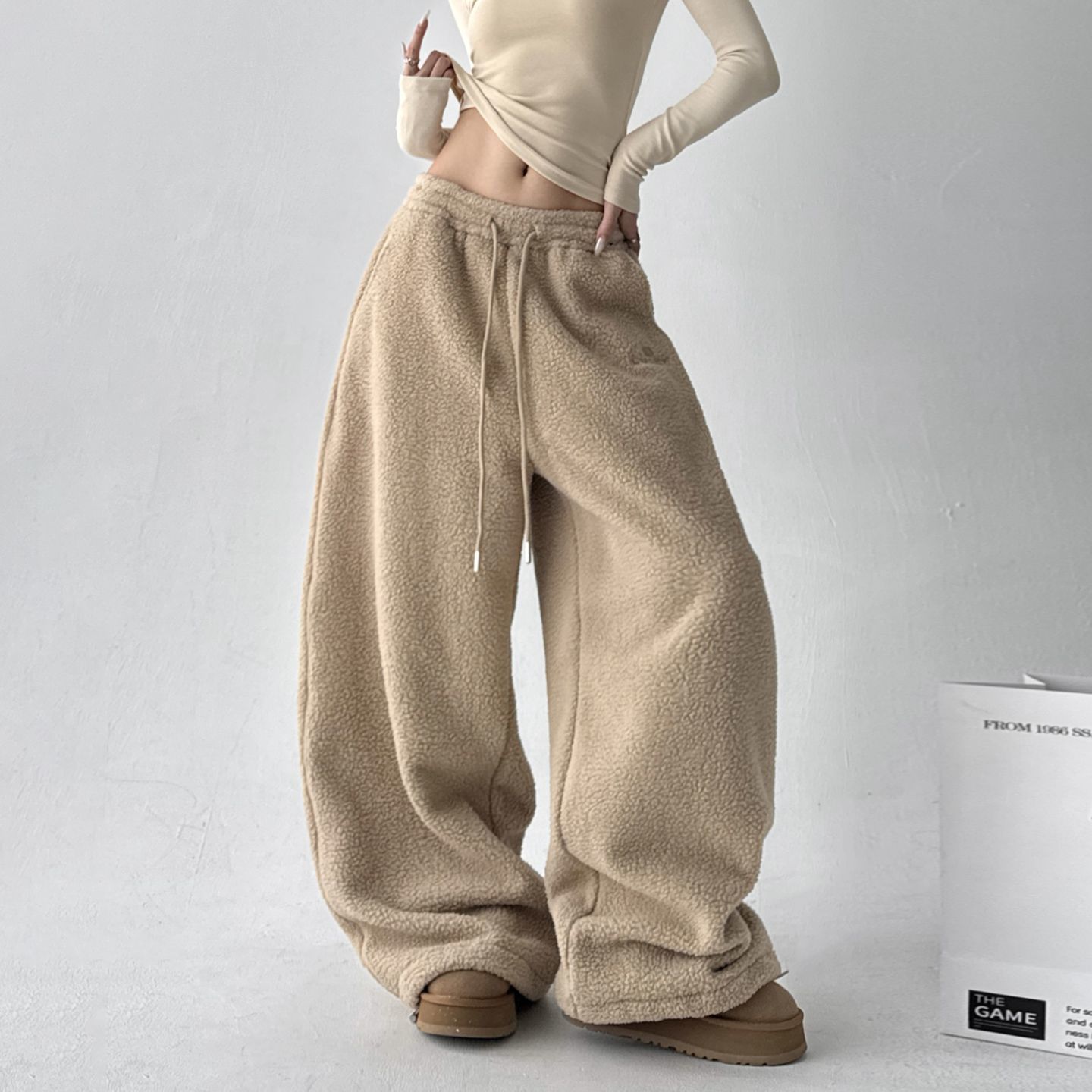 Womens Casual Loose-fitting Warm Extended-length Pants