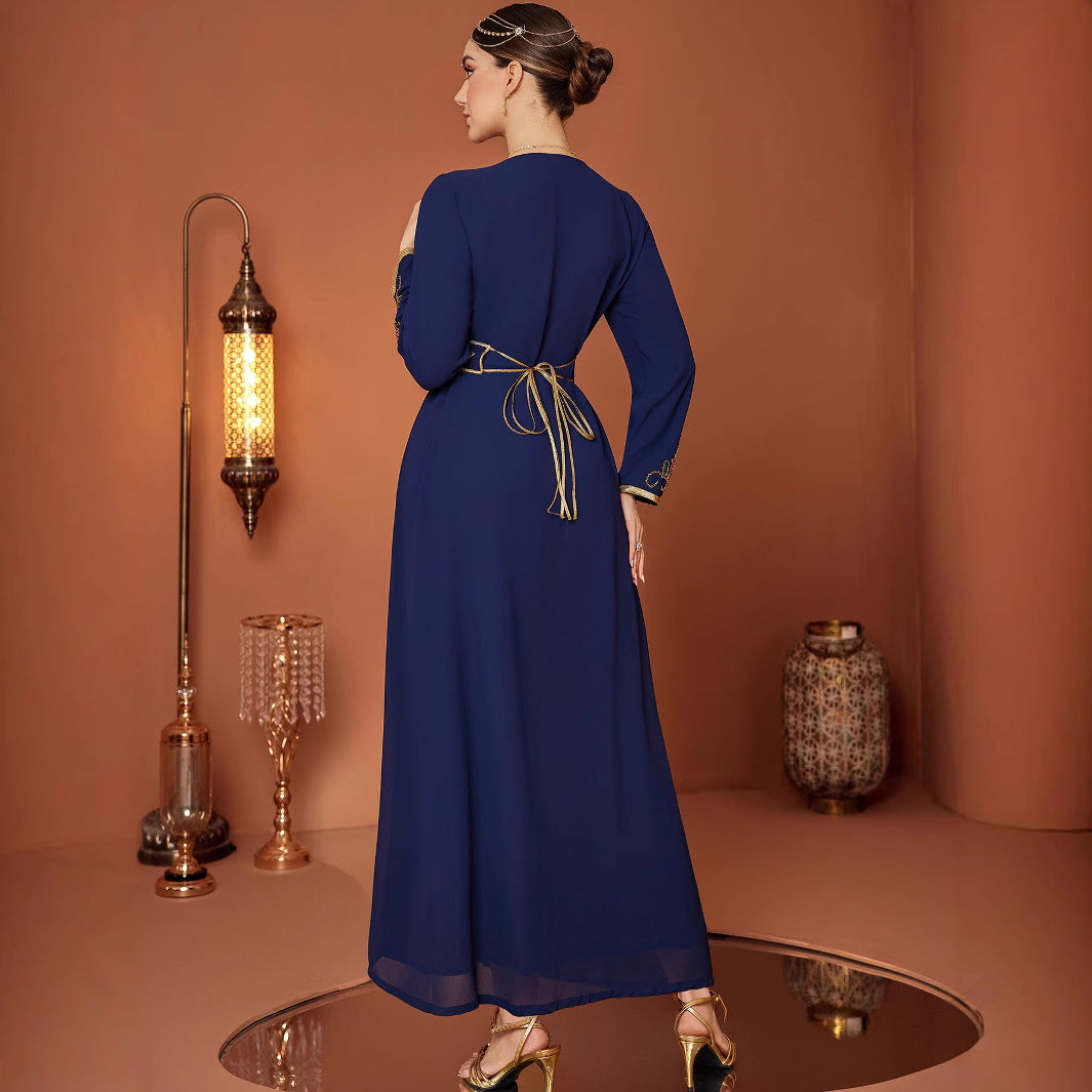Middle East Saudi Arabia DUBAI Turkish Clothing Blue Dress