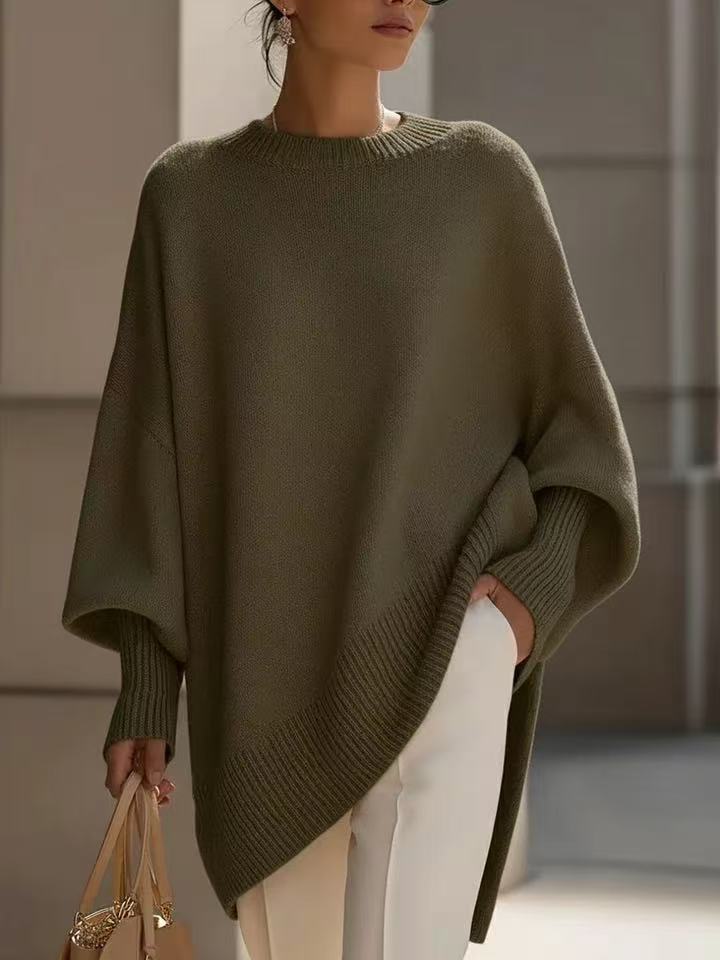 Thick Round Neck Women's Loose All-matching Knitted Pullover Sweater See size chart under “more details”