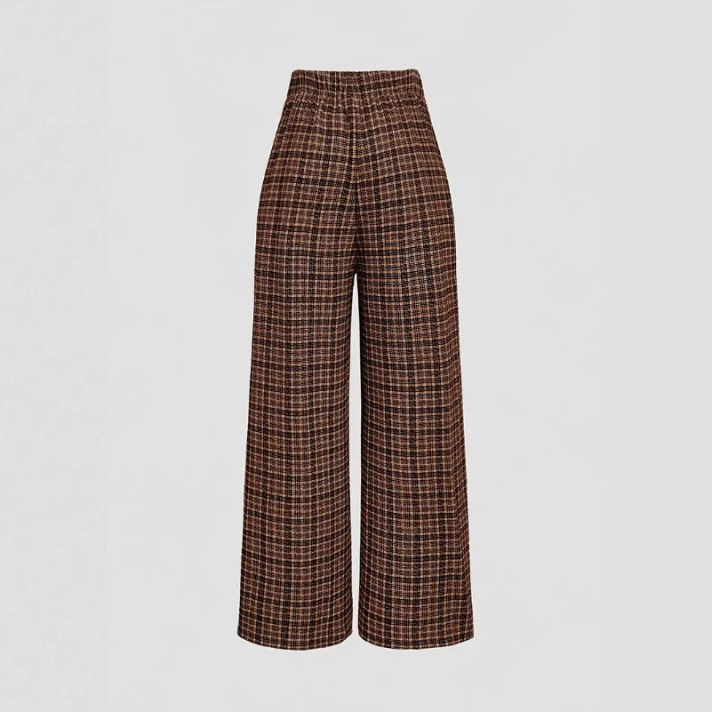 Spring Summer Chic Commuter High-Waisted Versatile Plaid Striped Retro Pants See size chart under “more details”
