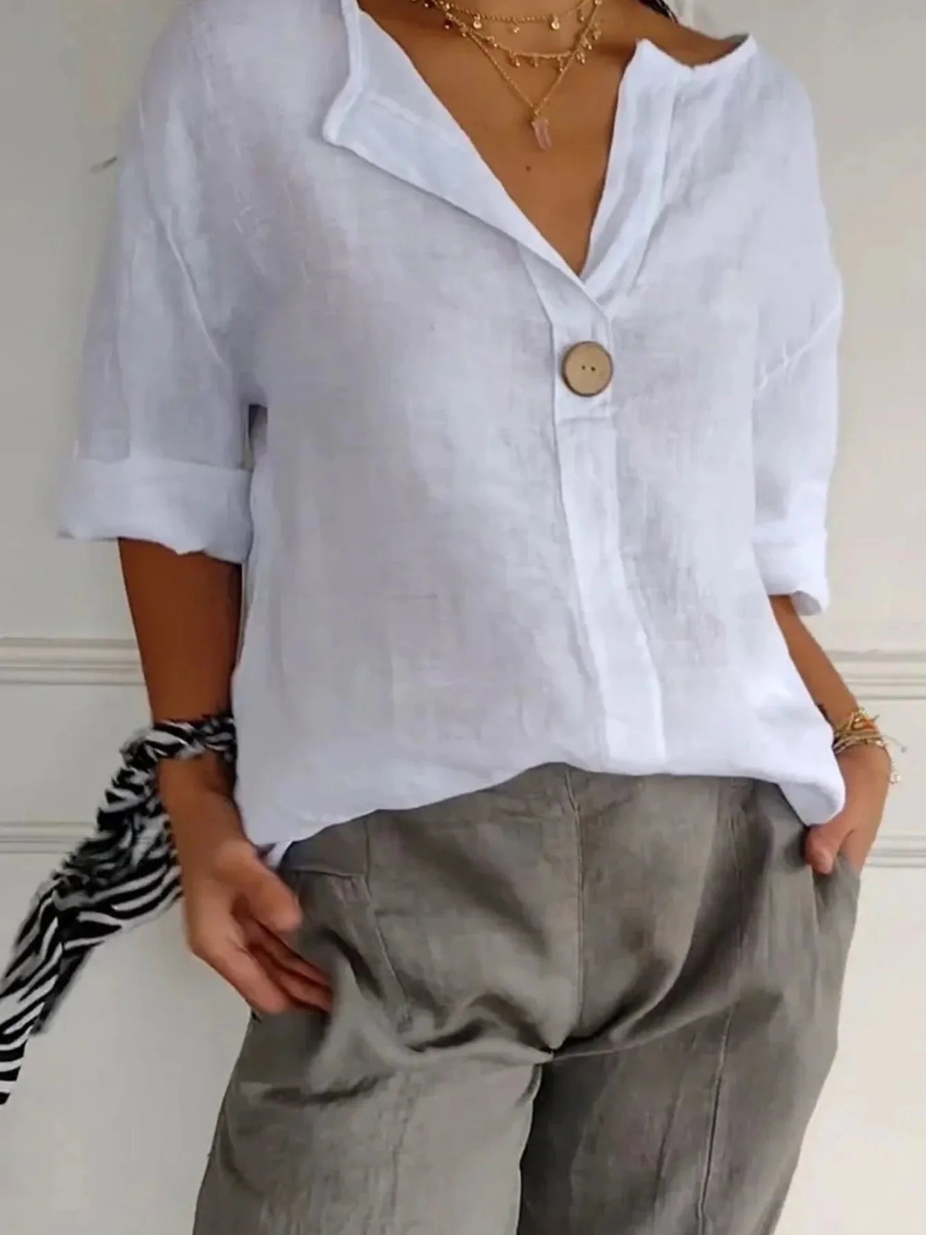Celestial Chic Linen Blouse