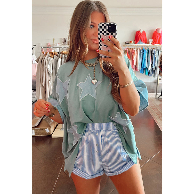 Personalized Trendy Patch Color Matching Top Women