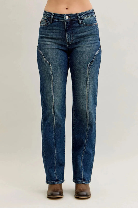 Plus Size Seam Detailed Straight Leg Judy Blue Jeans