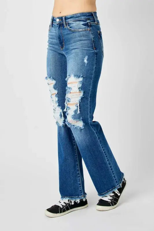 Judy Blue Jeans - Full Size Mid Rise Distressed Raw Hem