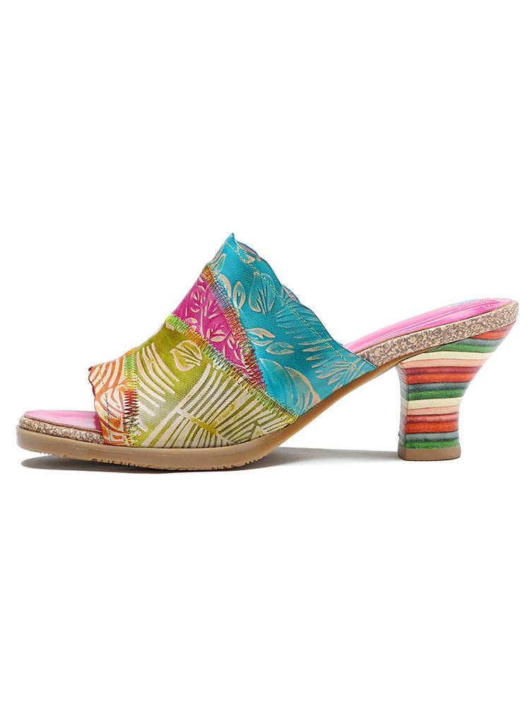 Starlit Confidence Four Color Splicing Leather Slippers