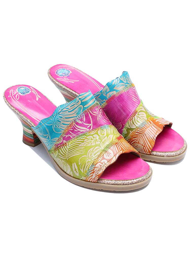 Starlit Confidence Four Color Splicing Leather Slippers