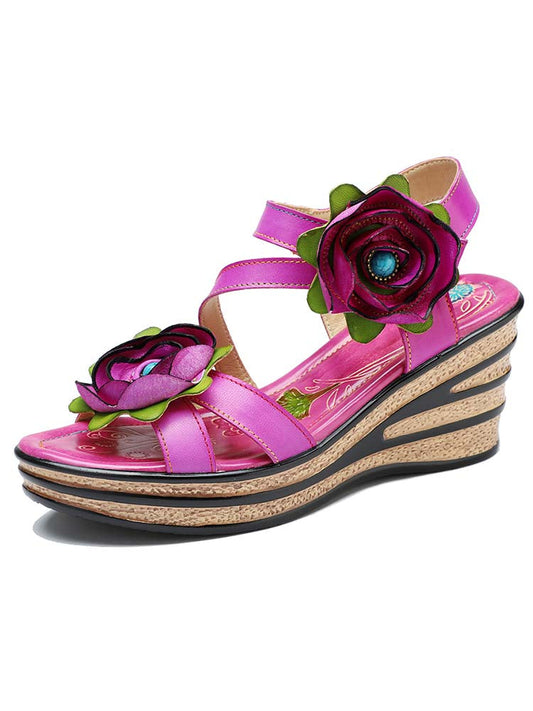 Stellar Radiance Rose Wedge Sandals Trendsetting Comfort