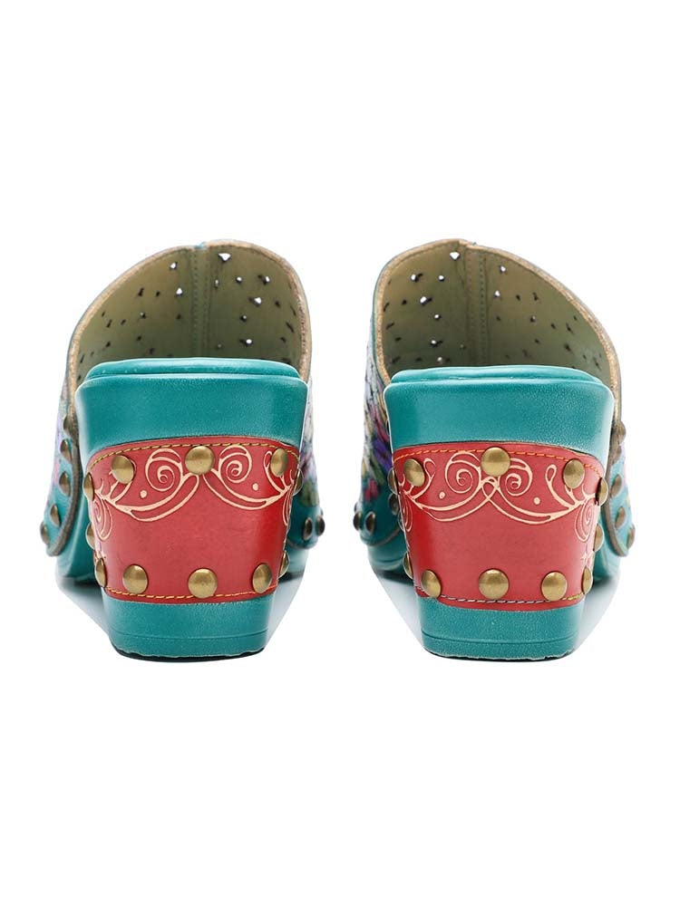 Starlit Magnetism Retro Four Color Handmade Leather Sandals