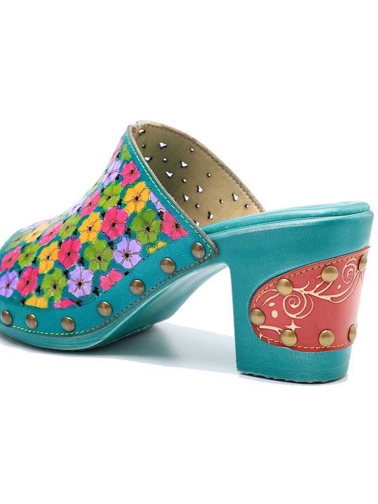 Starlit Magnetism Retro Four Color Handmade Leather Sandals