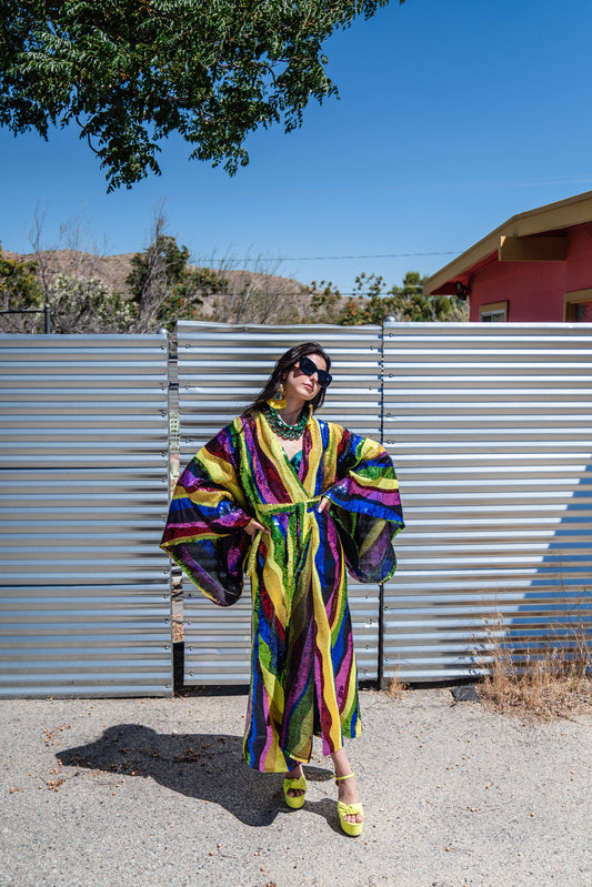 Rainbow Road Sequin Kimono