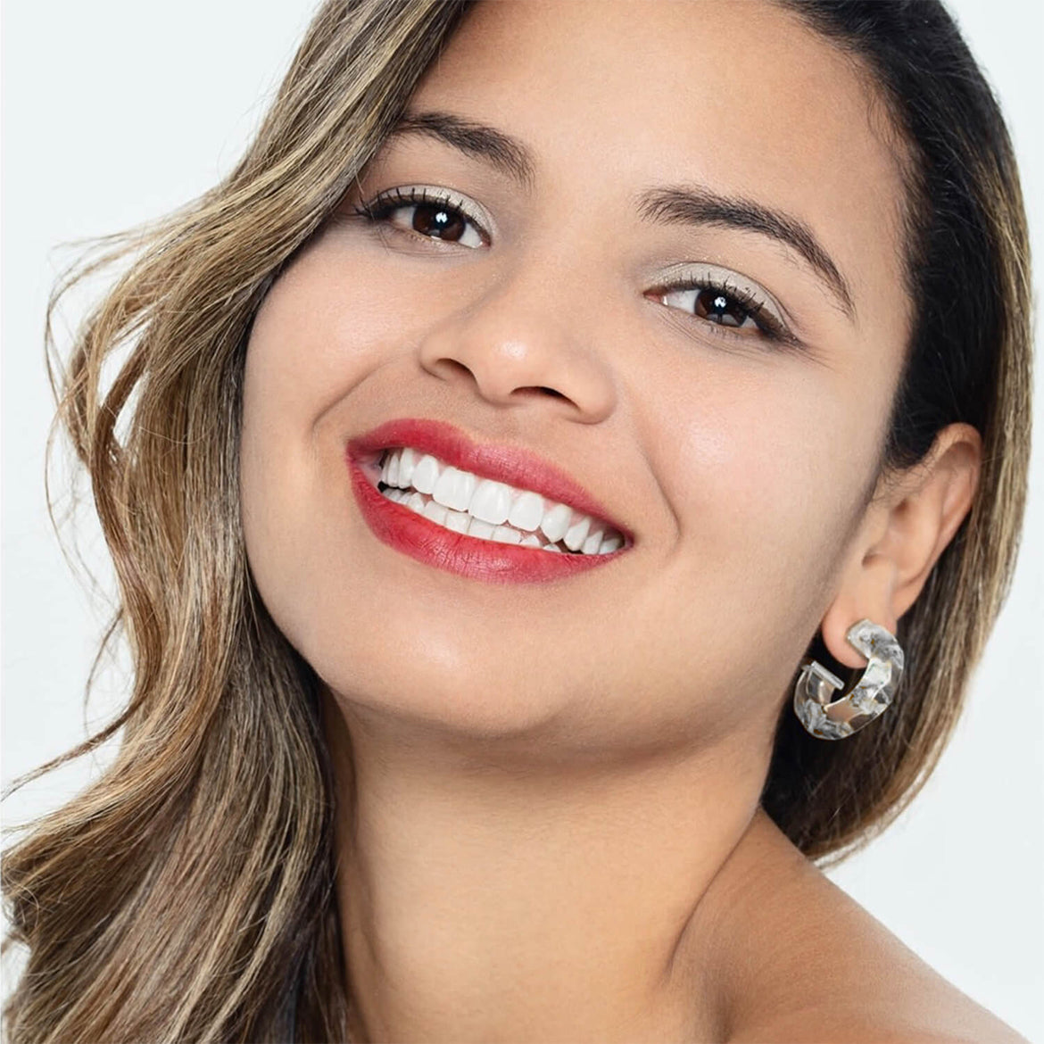 Faceted Lucite Huggie Hoop Earrings