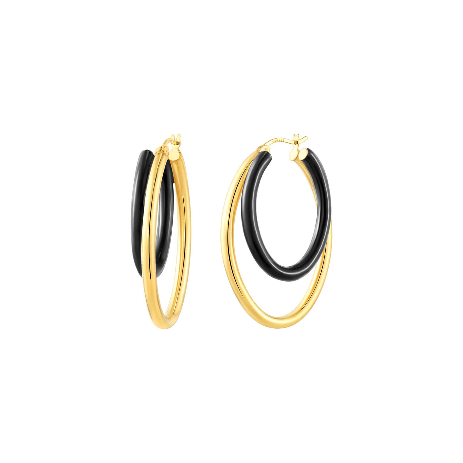 Enamel Double Oval Hoop Earrings See size chart under “more details”
