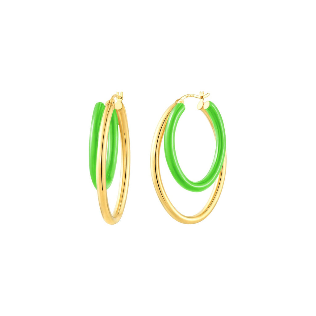Enamel Double Oval Hoop Earrings See size chart under “more details”