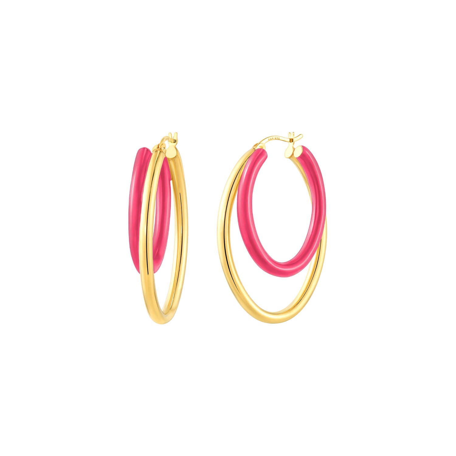 Enamel Double Oval Hoop Earrings See size chart under “more details”