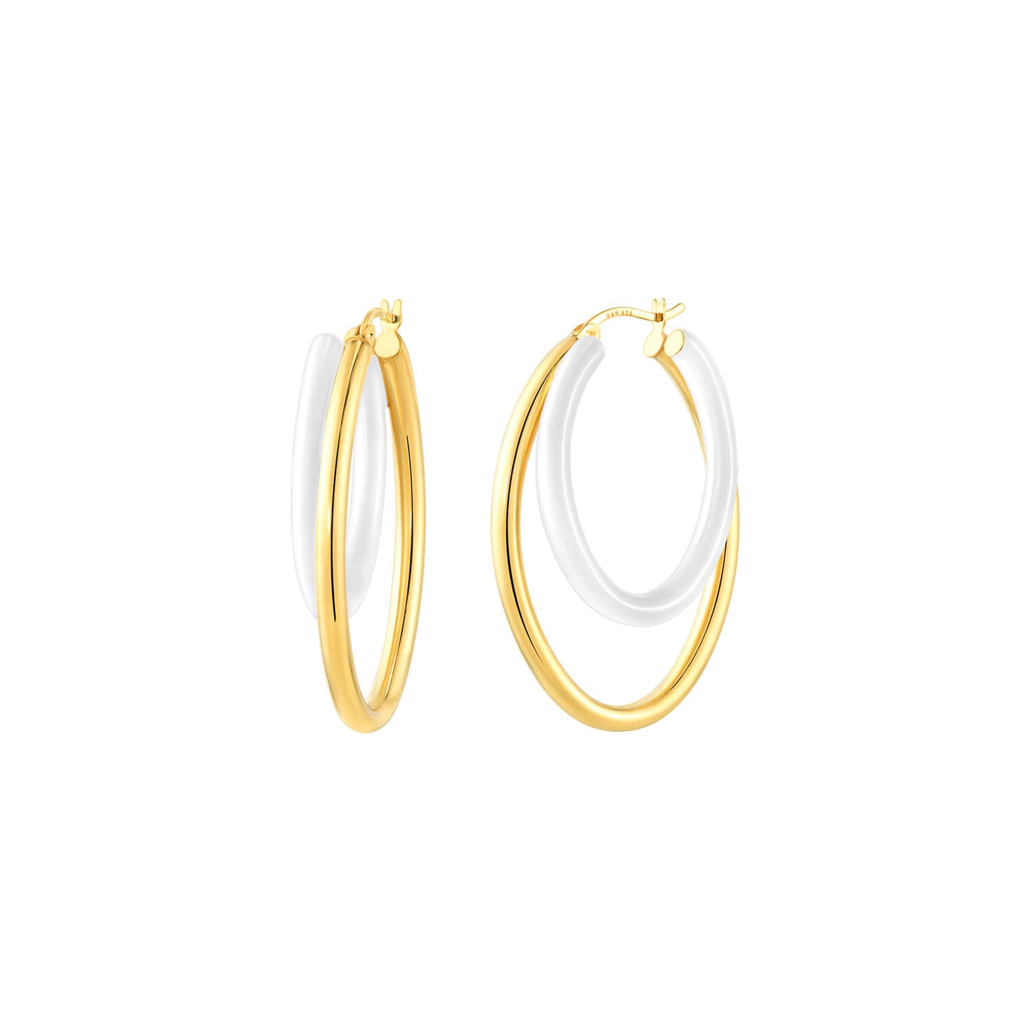 Enamel Double Oval Hoop Earrings See size chart under “more details”