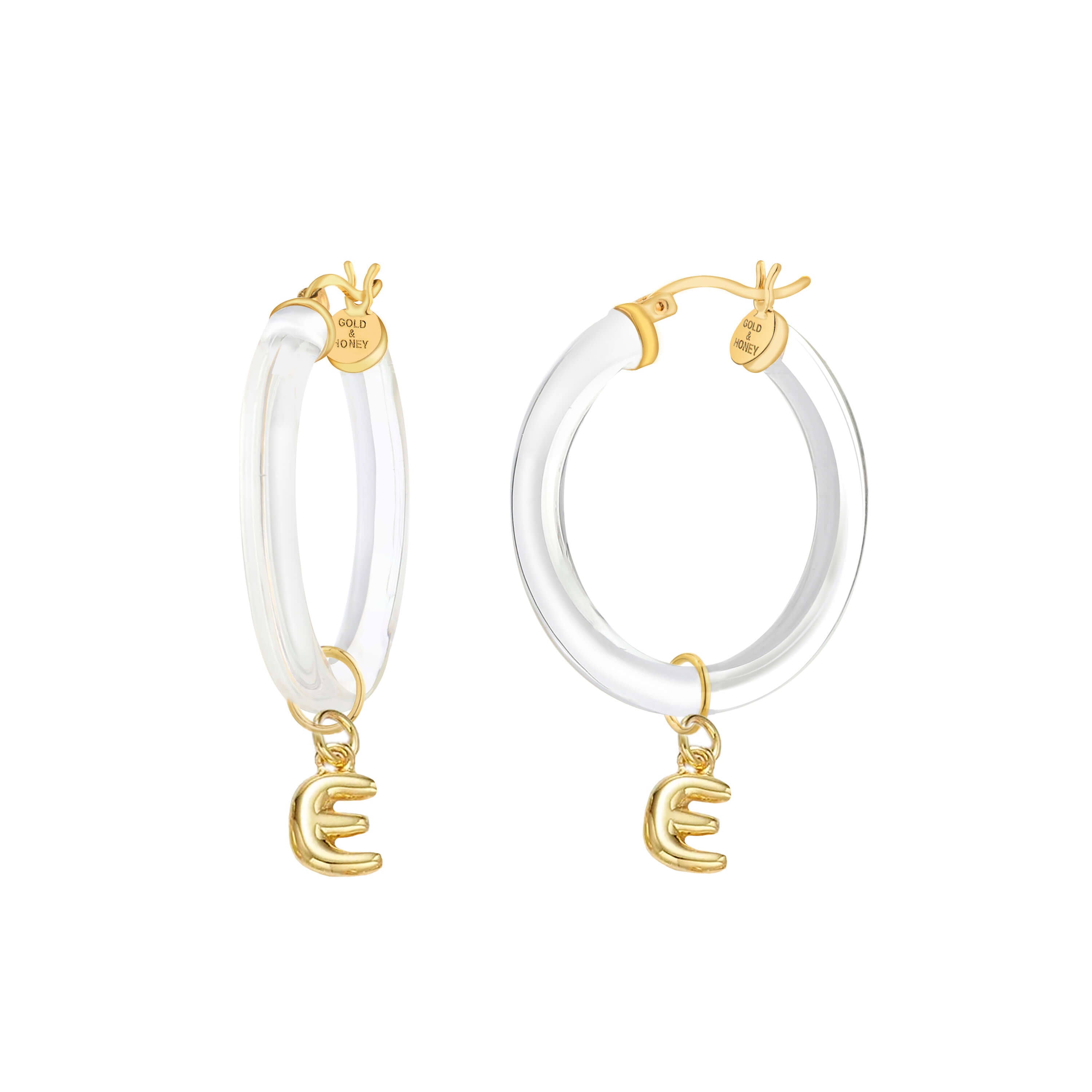 Bubble Letter Charm Lucite Hoop Earrings