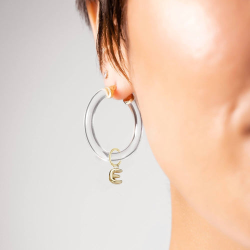 Bubble Letter Charm Lucite Hoop Earrings See size chart under “more details”