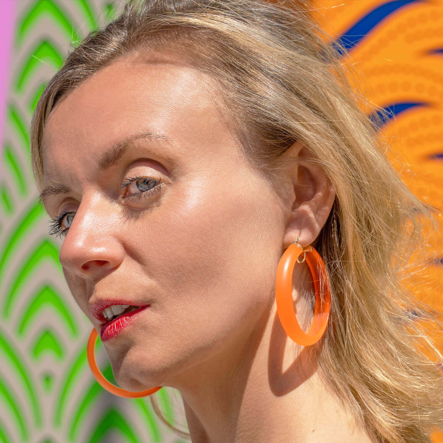 Frosted Lucite Hoop Earrings