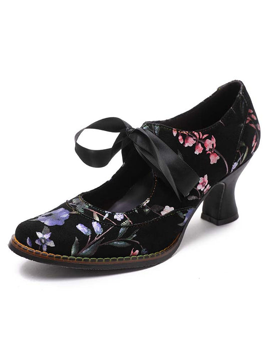 Starlit Confidence Floral Leather Handmade Shoes For Her