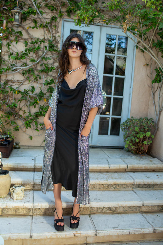 Moonstone Noir Sequin Cocoon Jacket