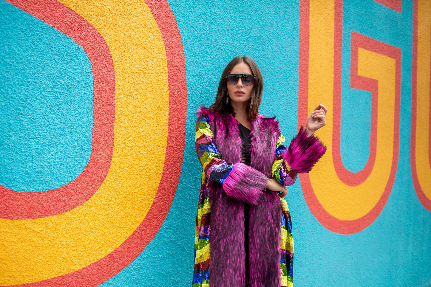 Penny Deluxe Rainbow Road Faux Fur Jacket