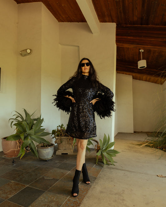 Time Warp Sequin Mod Mini in Frankie Black