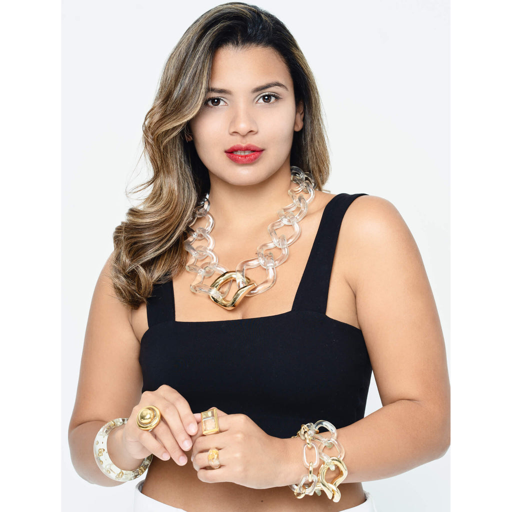 Oversized Twisted Link Lucite Necklace See size chart under “more details”