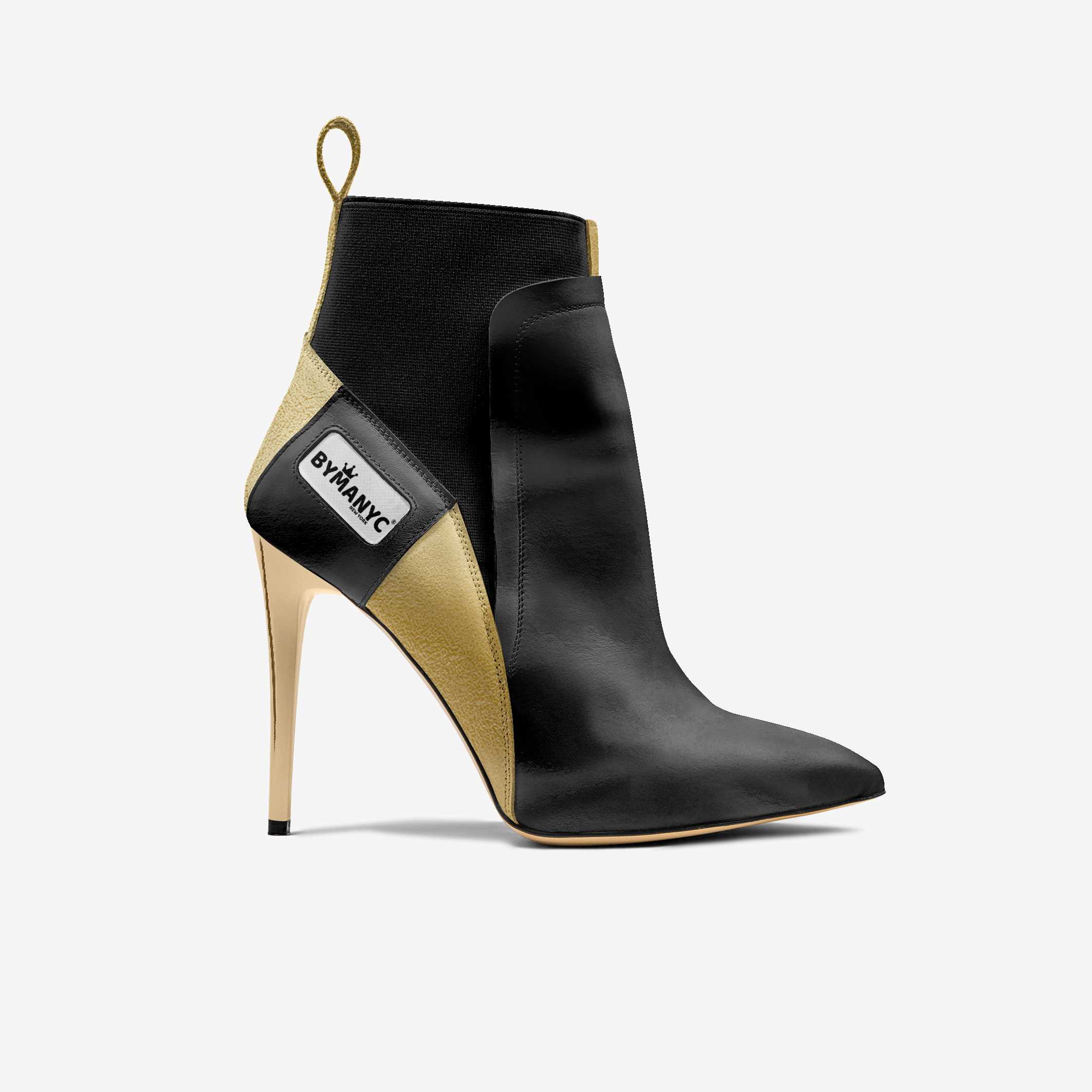 Vegan Heeled Shoe Women BYMANYC ® New York Tribeca Gold Flame See size chart under “more details”