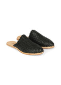 HAND WOVEN LEATHER SLIDES // BLACK See size chart under “more details”