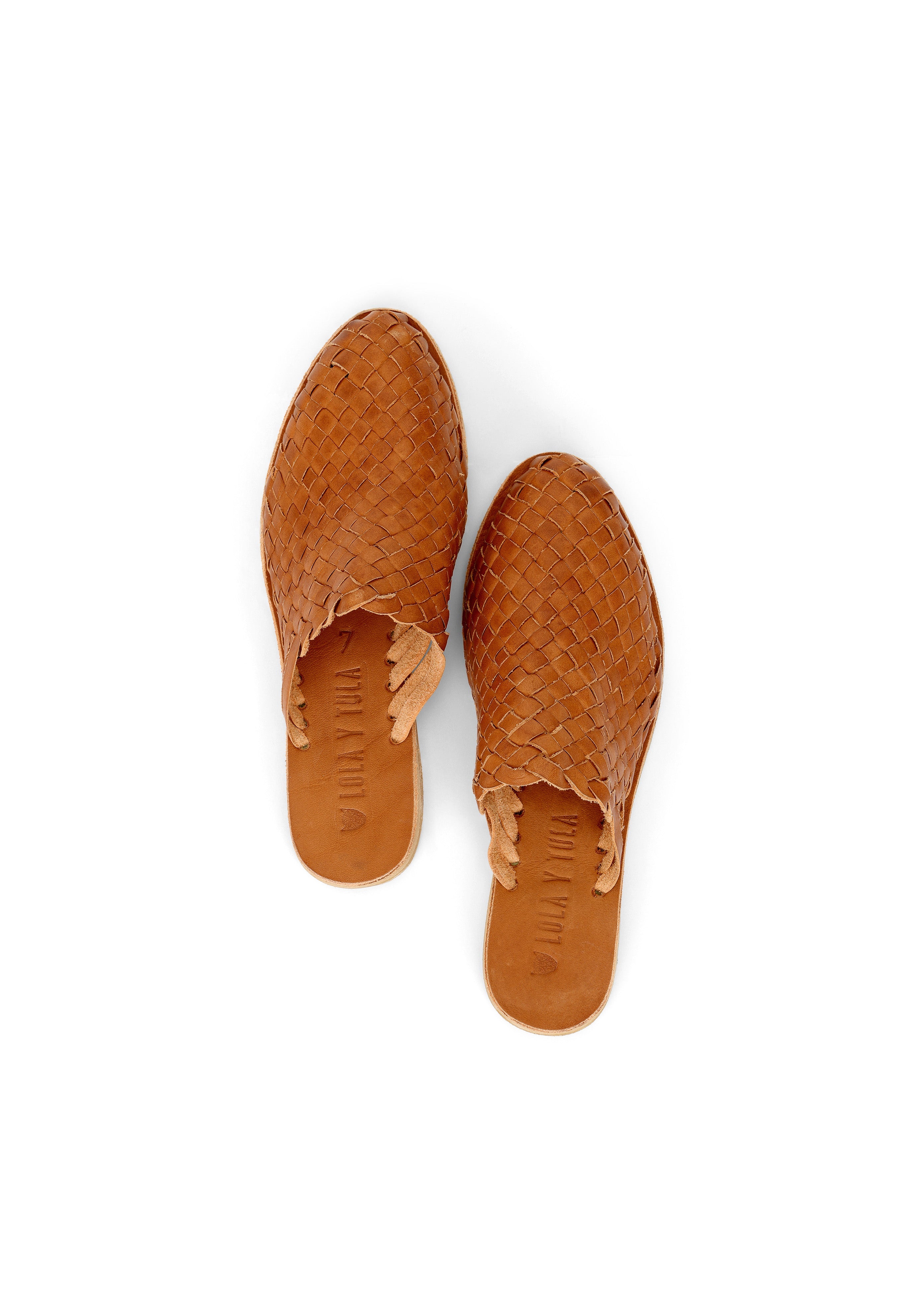 HAND WOVEN LEATHER SLIDES // CAMEL See size chart under “more details”