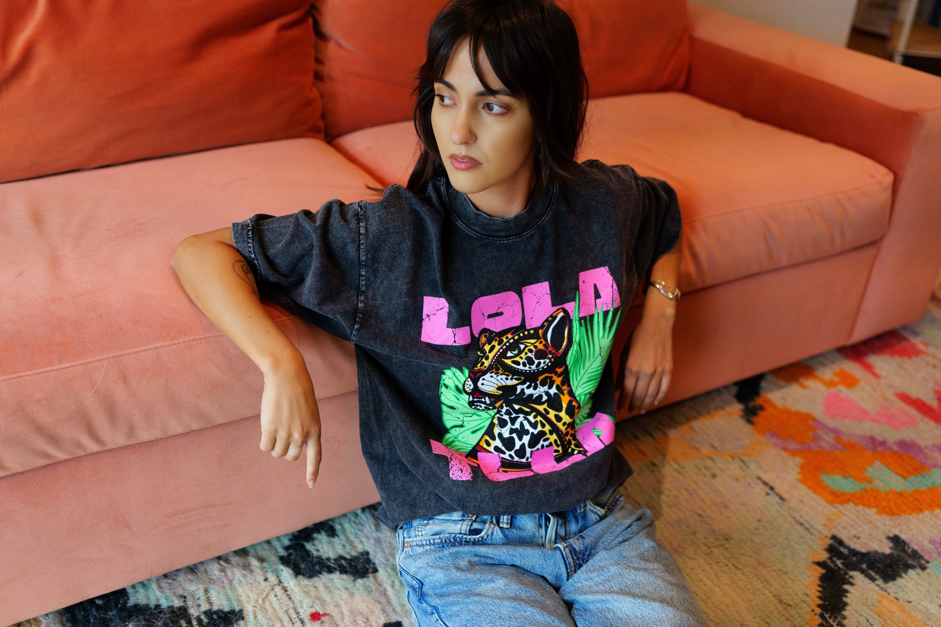 Jungle Jaguar Tee // PINK See size chart under “more details”