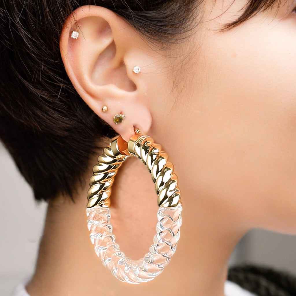 XL Clear Chunky Rope Hoop Earrings See size chart under “more details”