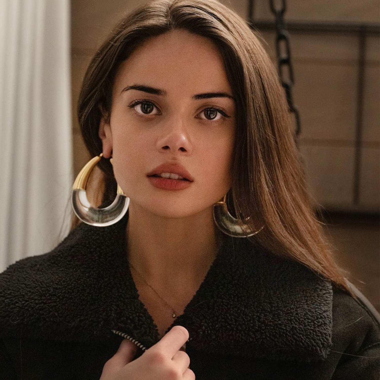 XL Clear Chunky Bucket Hoop Earrings