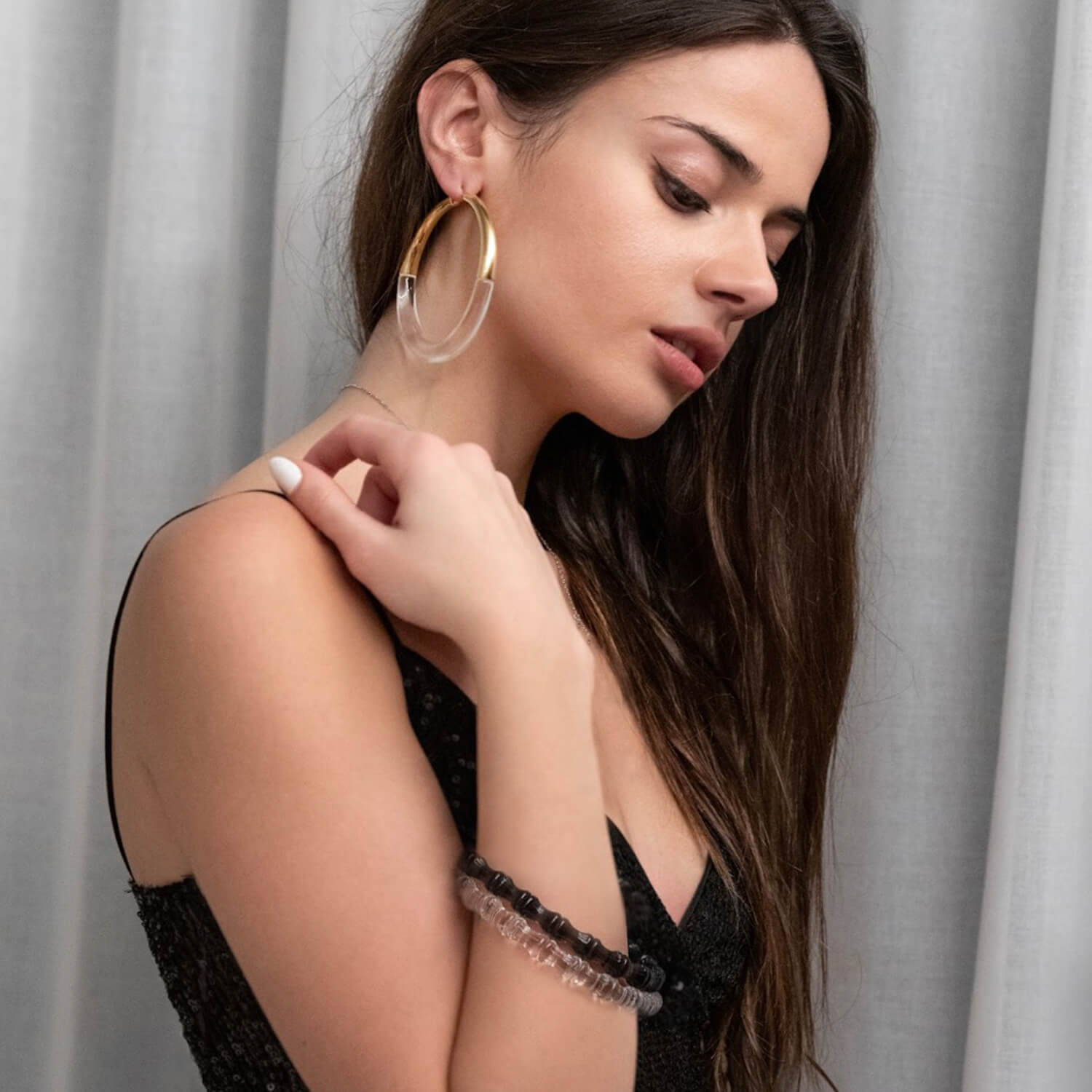 XL Clear Chunky Graduated Hoop Earrings