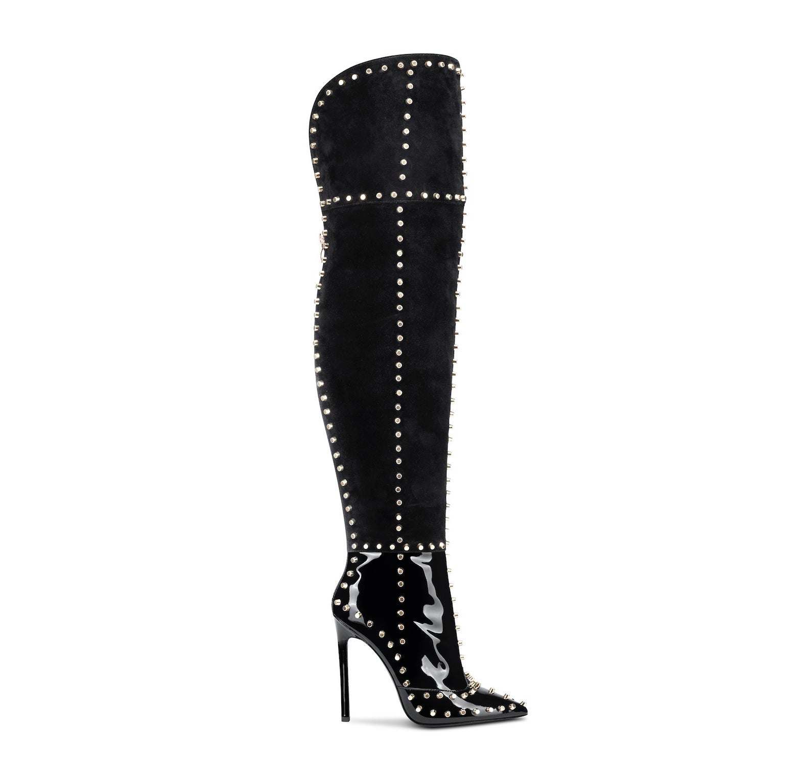 Explosive Sexy Gold-studded Stiletto-pointed Fashion Boots See size chart under “more details”