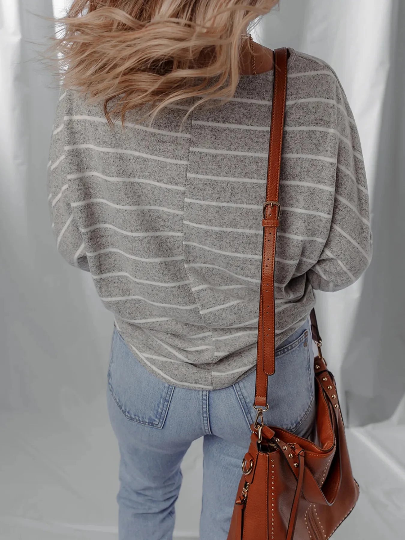 Striped Dolman Sleeve Drop Shoulder Top